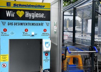 Desinfektionsgerät für Einkaufswägen bei Ihrem EDEKA Schmidmüller